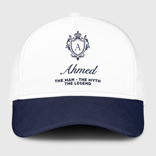 The Man The Myth The Legend Blue And White Baseball Mesh Cap AHMED 13K1 C186PF