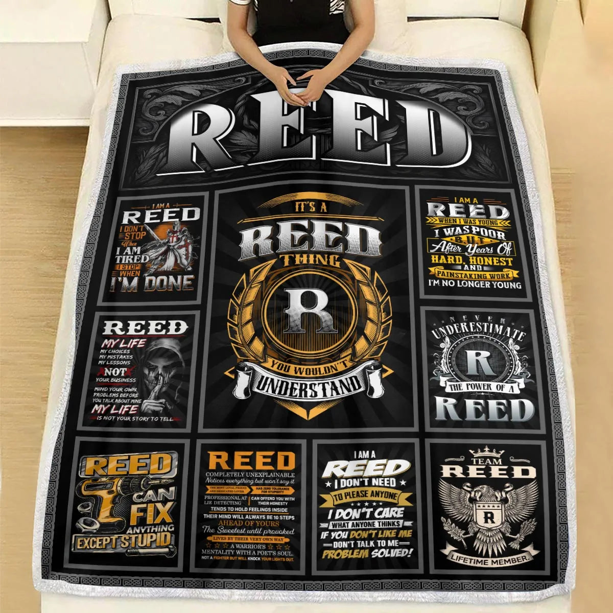 REED Personalized Blanket | Custom Name Cozy Throw Gift 13K1-BK2