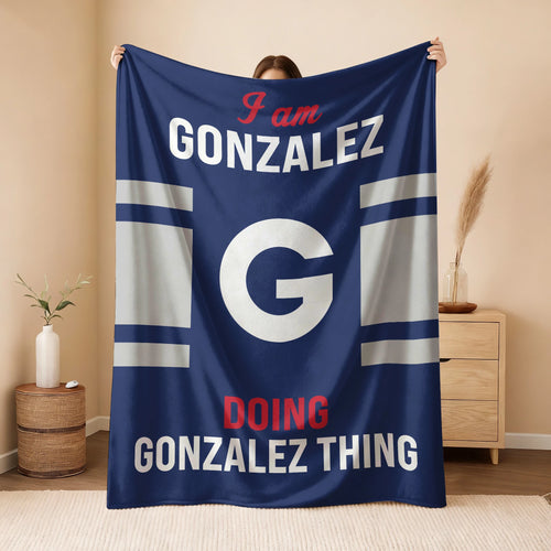 I'm Name Doing Name Things Navy Fleece Blanket GONZALEZ 13K1 BK51