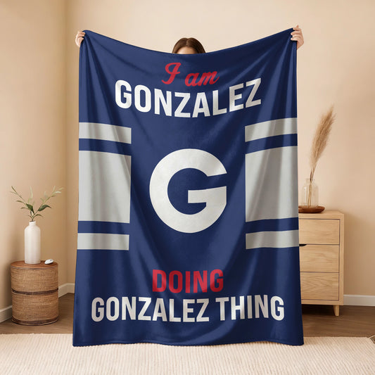 I'm Name Doing Name Things Navy Fleece Blanket GONZALEZ 13K1 BK51