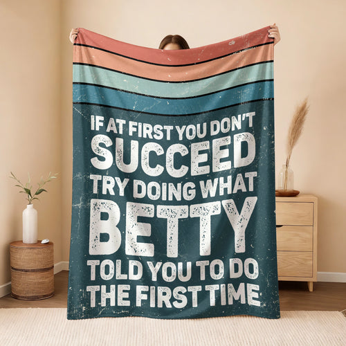 If At First You Don’t Succeed Retro Green Fleece Blanket BETTY 13K1 BK29