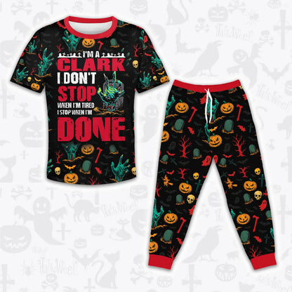 CLARK Halloween Pajamas Set Tshirt & Pants Horror Skull Pumpkin 13K1-HL3