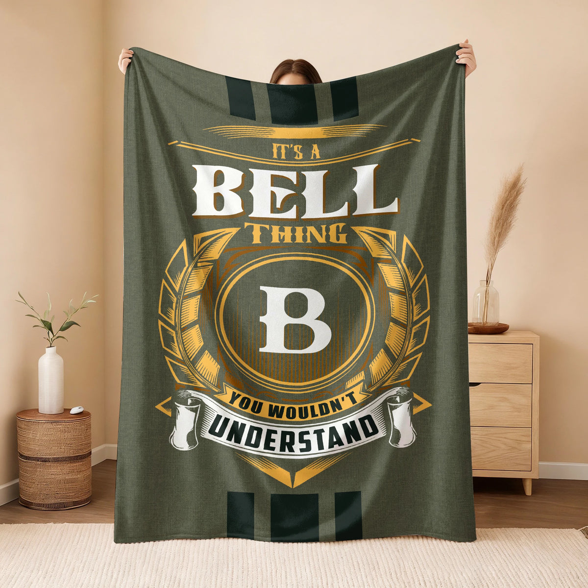 It's A Your Name Thing Olive Green Logo Fleece Blanket BELL 13K1 BK31
