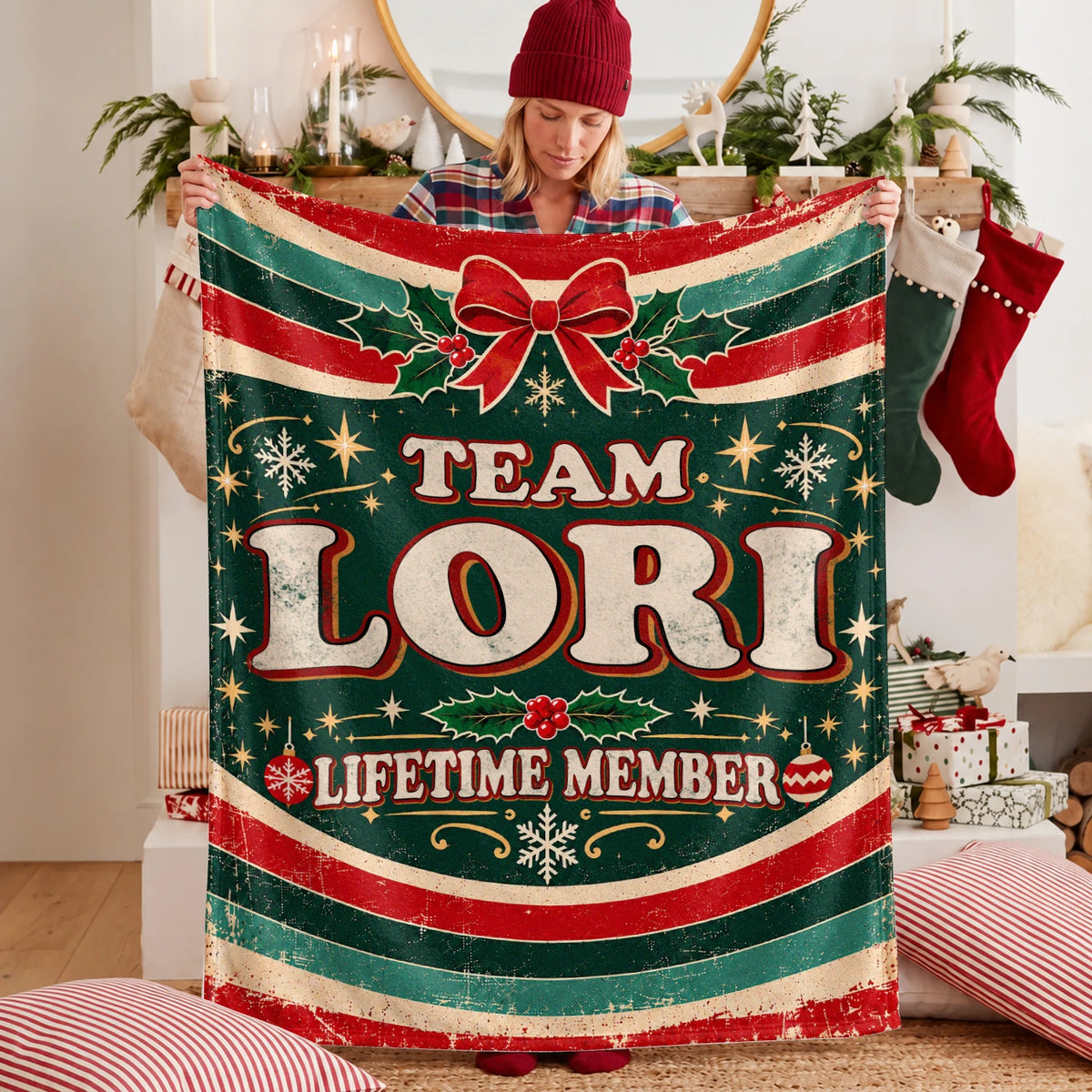 Team Your Name Lifetime Member Christmas Fleece Blanket LORI 13K1 BK52