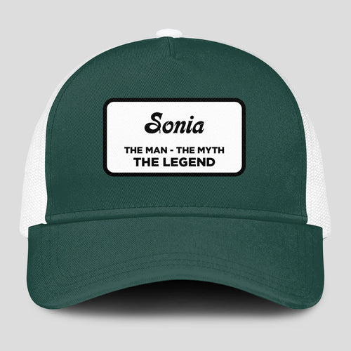 The Man The Myth The Legend Green And White Mesh Cap SONIA 13K1 C198PF
