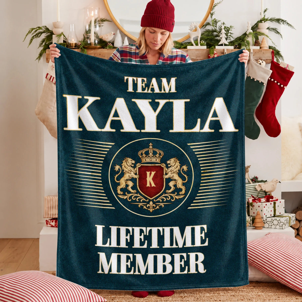 Team Your Name Lifetime Member Sage Green Fleece Blanket KAYLA 13K1 BK42
