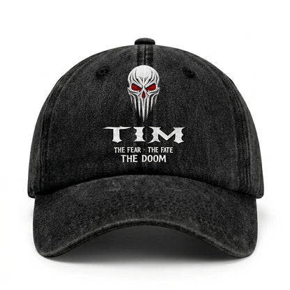 Your Name The Fear The Fate The Doom Skull Washed Cap TIM 13K1 C98PF