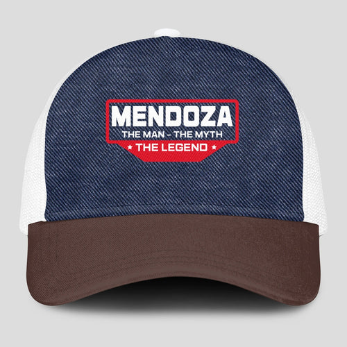The Man The Myth The Legend Navy Brown And White Mesh Cap MENDOZA 13K1 C200PF