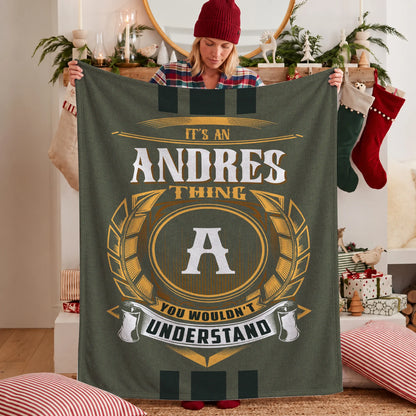 It's A Your Name Thing Olive Green Logo Fleece Blanket ANDRES 13K1 BK31