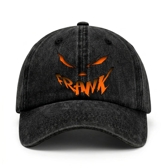 Your Name Jack O' Lantern Halloween Washed Cap FRANK 13K1 C100PF