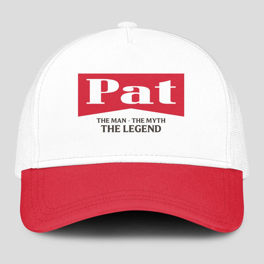 The Man The Myth The Legend Red And White Mesh Cap PAT 13K1 C197PF