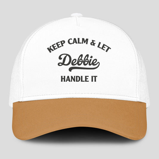 Keep Calm & Let Your Name Handle It Yellow And White Mesh Cap DEBBIE 13K1 C205PF