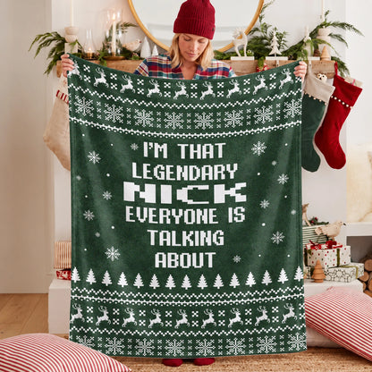 Legendary Your Name Funny Green Christmas Fleece Blanket NICK 13K1 BK43