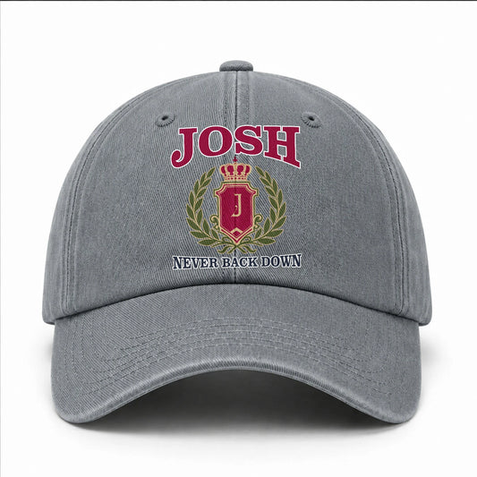 Your Name Never Back Down Royal Washed Cap JOSH 13K1 C77PF