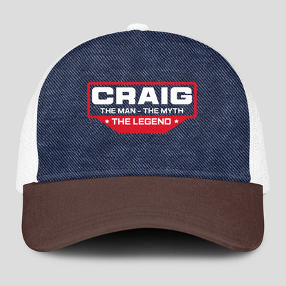 The Man The Myth The Legend Navy Brown And White Mesh Cap CRAIG 13K1 C200PF