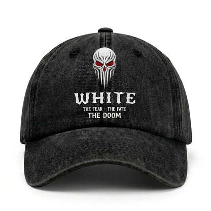 Your Name The Fear The Fate The Doom Skull Washed Cap WHITE 13K1 C98PF