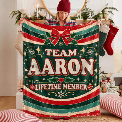 Team Your Name Lifetime Member Christmas Fleece Blanket AARON 13K1 BK52