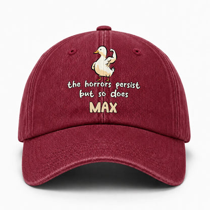 The Horrors Persist But So Does Your Name Funny Goose Burgundy Washed Cap MAX 13K1 C126PF