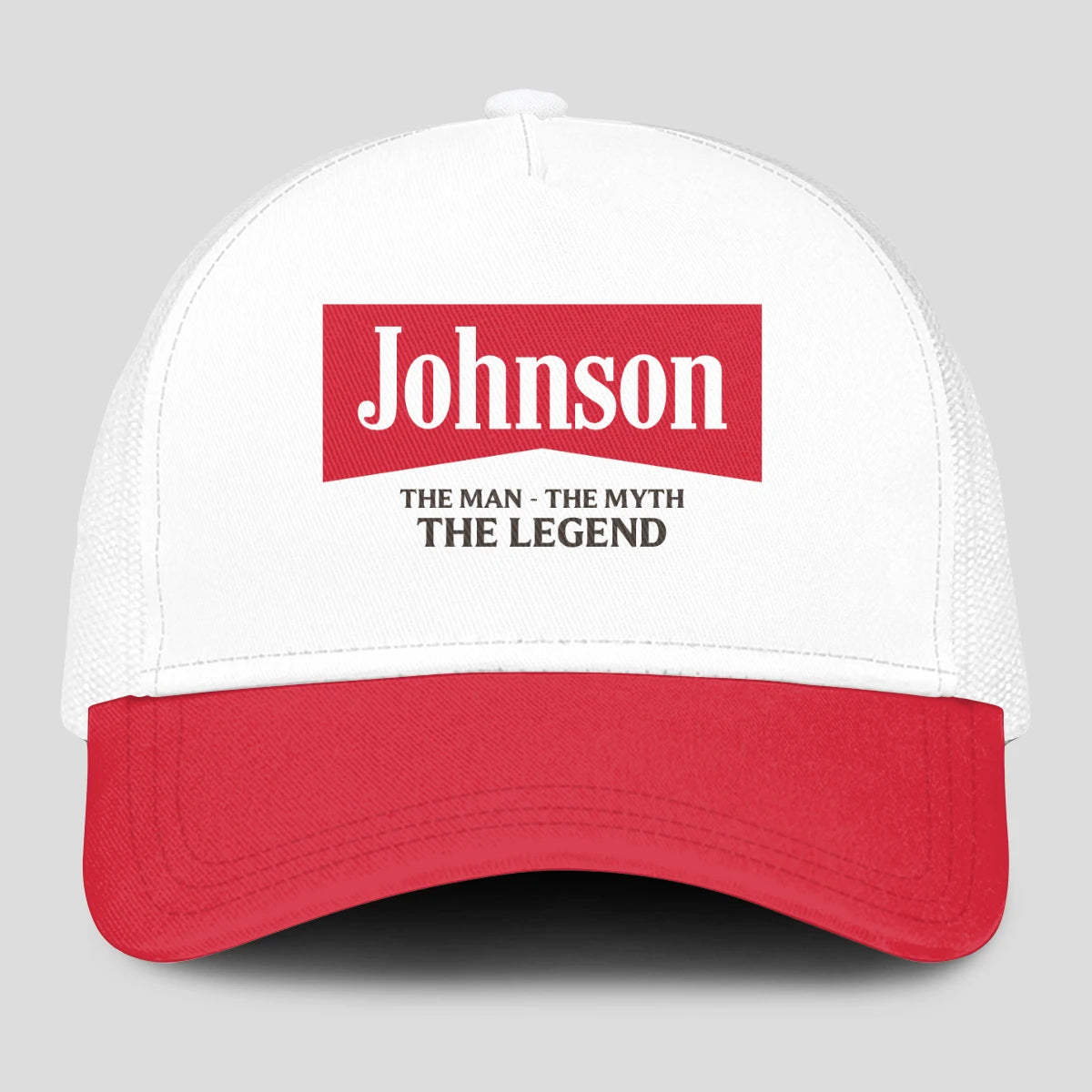 The Man The Myth The Legend Red And White Mesh Cap JOHNSON 13K1 C197PF