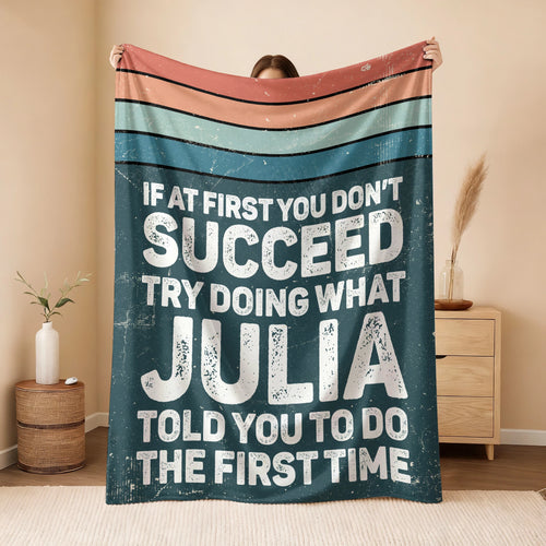 If At First You Don’t Succeed Retro Green Fleece Blanket JULIA 13K1 BK29