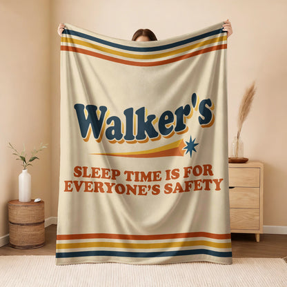 Your Name's Sleep Time Funny Retro Fleece Blanket WALKER 13K1 BK67