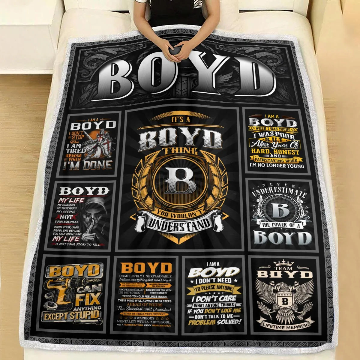 BOYD Personalized Blanket | Custom Name Cozy Throw Gift 13K2-BK2