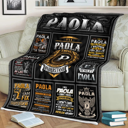 PAOLA Personalized Blanket | Custom Name Cozy Throw Gift 13K2-BK2