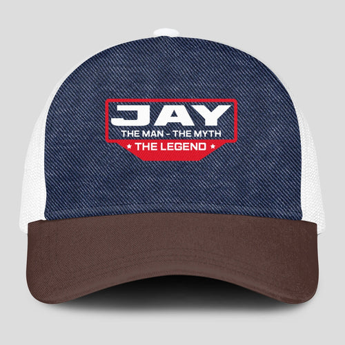 The Man The Myth The Legend Navy Brown And White Mesh Cap JAY 13K1 C200PF