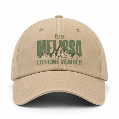 Team Your Name Lifetime Member Mountain Cap MELISSA 13K1 C58PF
