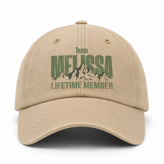 Team Your Name Lifetime Member Mountain Cap MELISSA 13K1 C58PF