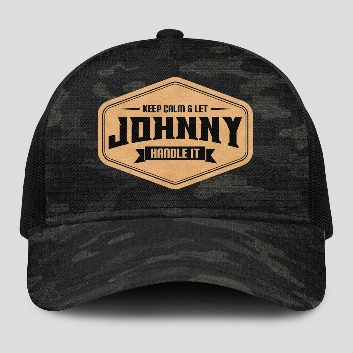 Keep Calm & Let Your Name Handle It Dark Camo Mesh Cap JOHNNY 13K1 C195PF