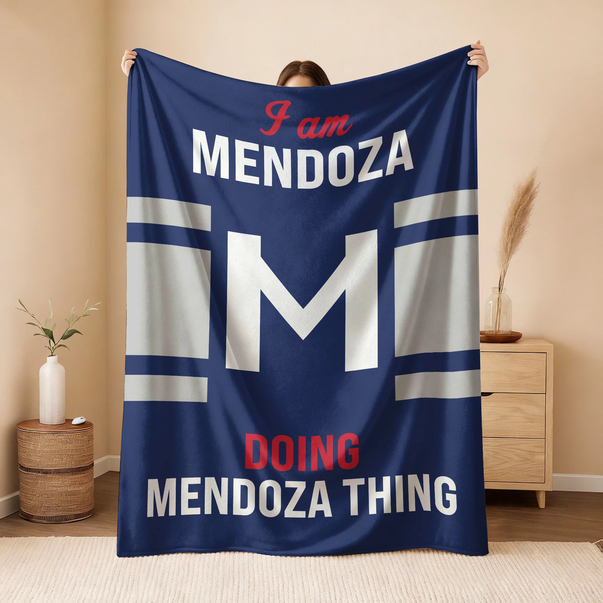 I'm Name Doing Name Things Navy Fleece Blanket MENDOZA 13K1 BK51
