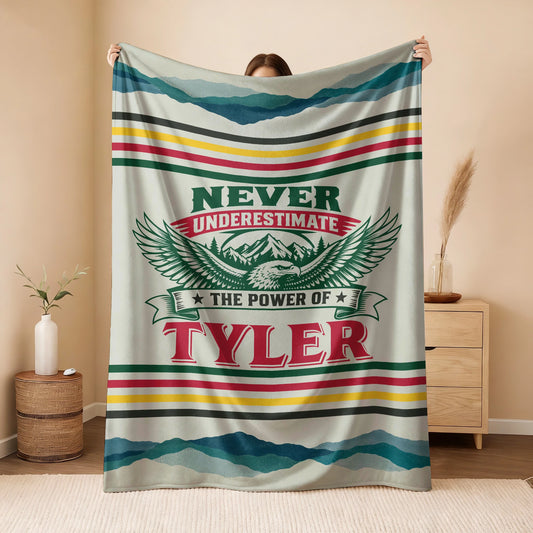 Never Underestimate Your Name Vintage Mountain Fleece Blanket TYLER 13K1 BK44