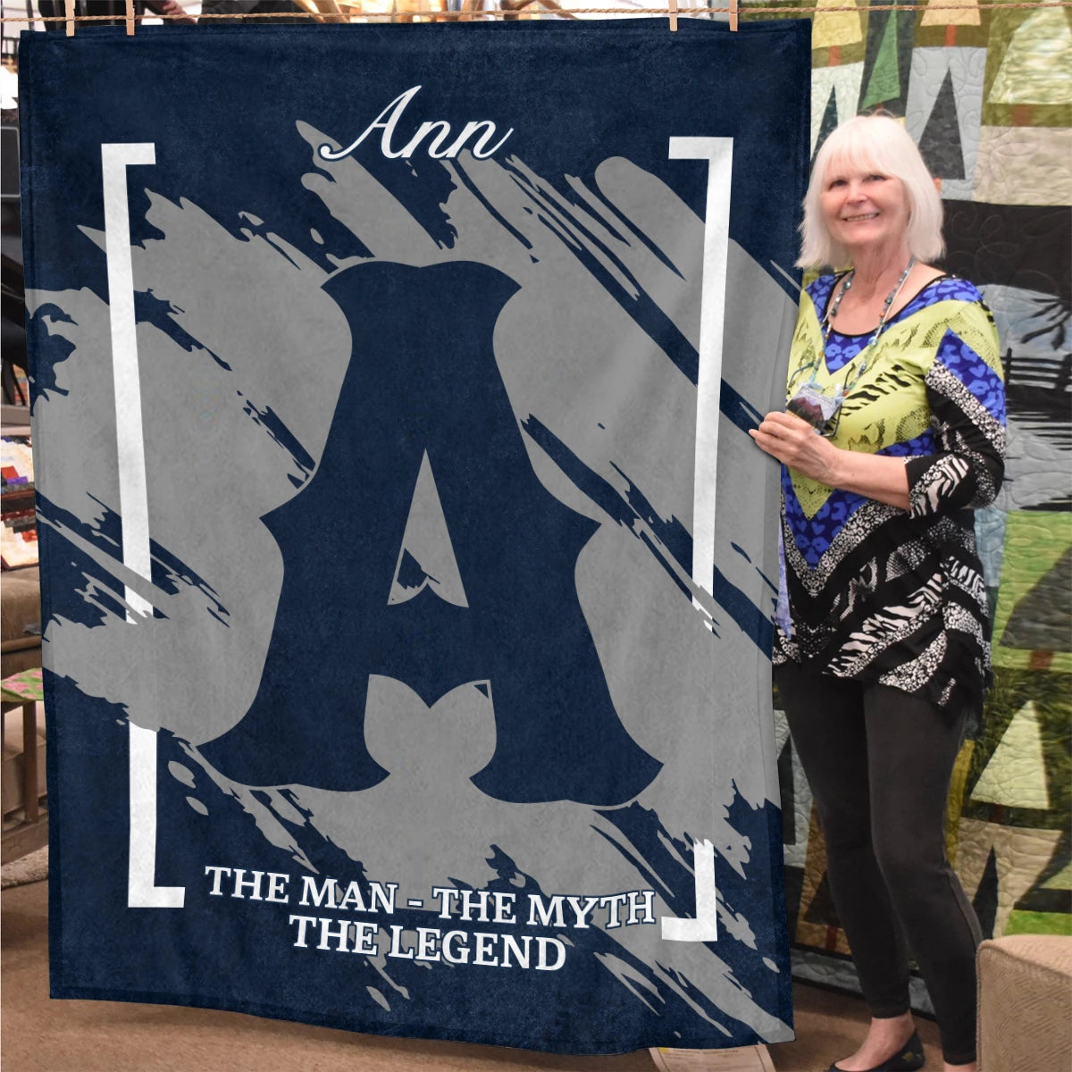 The Man The Myth The Legend Navy Baseball Fleece Blanket ANN 13K1 BK17