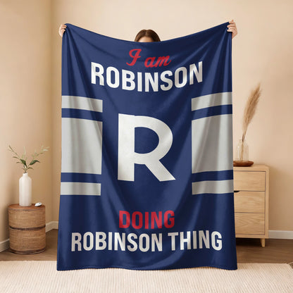 I'm Name Doing Name Things Navy Fleece Blanket ROBINSON 13K1 BK51