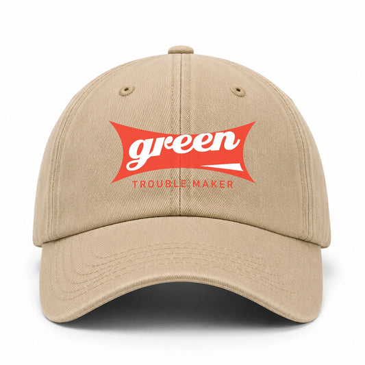 Trouble Maker Red Logo Washed Cap GREEN 13K1 C78PF