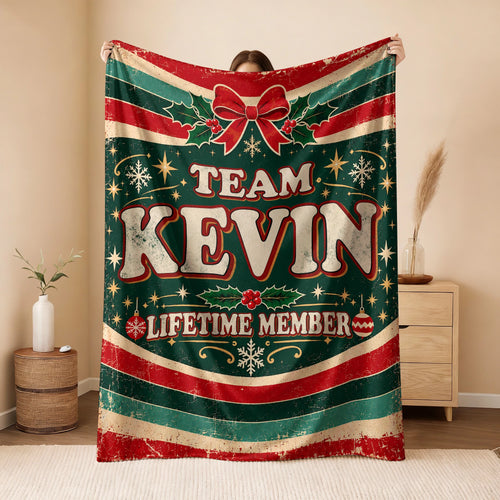 Team Your Name Lifetime Member Christmas Fleece Blanket KEVIN 13K1 BK52