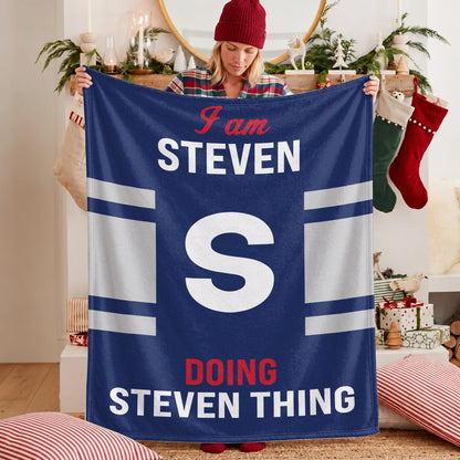 I'm Name Doing Name Things Navy Fleece Blanket STEVEN 13K1 BK51