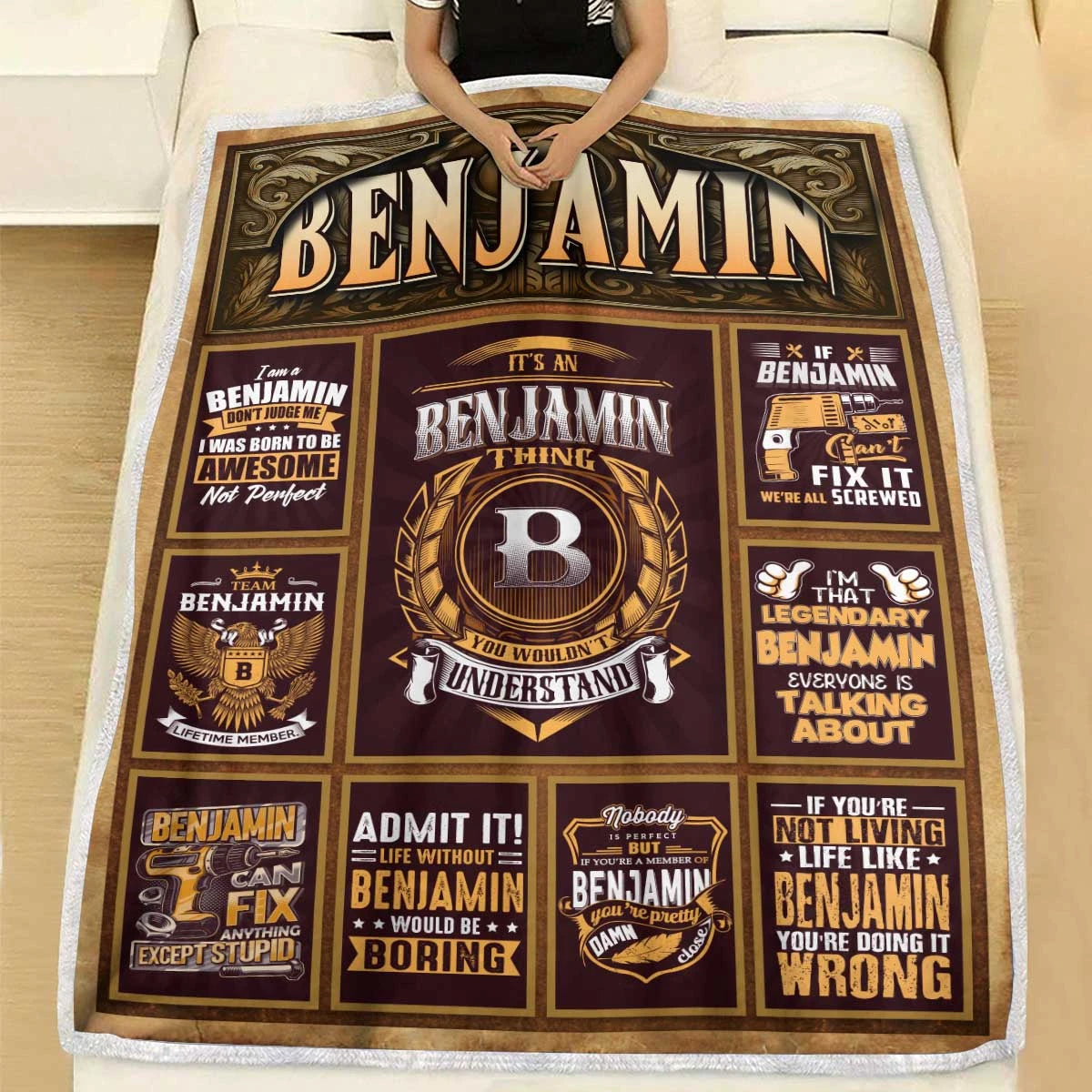 BENJAMIN Personalized Blanket | Custom Name Cozy Throw Gift 13K1-BK4