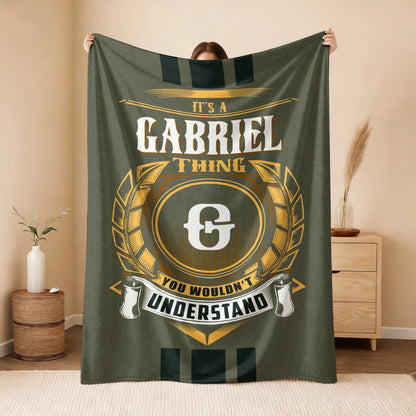 It's A Your Name Thing Olive Green Logo Fleece Blanket GABRIEL 13K1 BK31