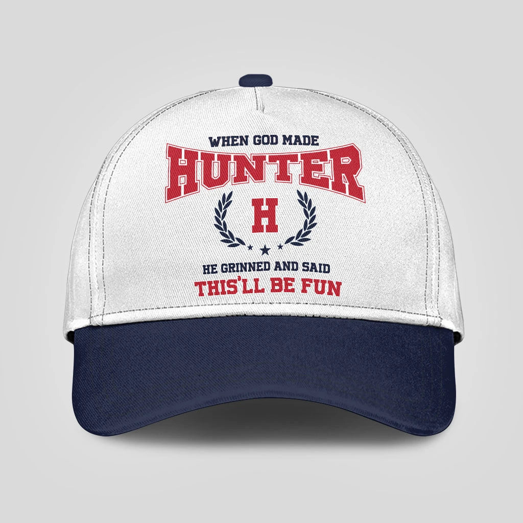 When God Made Your Name He Grinned And Said This'll Be Fun Blue Cap HUNTER 13K1 C57PF