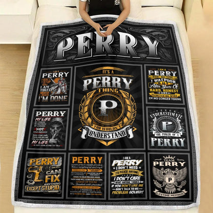 PERRY Personalized Blanket | Custom Name Cozy Throw Gift 13K1-BK2