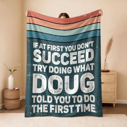 If At First You Don’t Succeed Retro Green Fleece Blanket DOUG 13K1 BK29