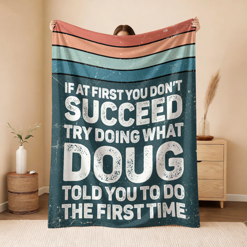 If At First You Don’t Succeed Retro Green Fleece Blanket DOUG 13K1 BK29