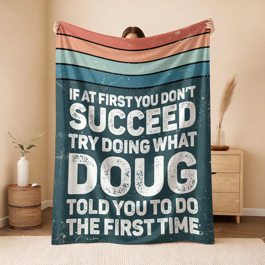 If At First You Don’t Succeed Retro Green Fleece Blanket DOUG 13K1 BK29