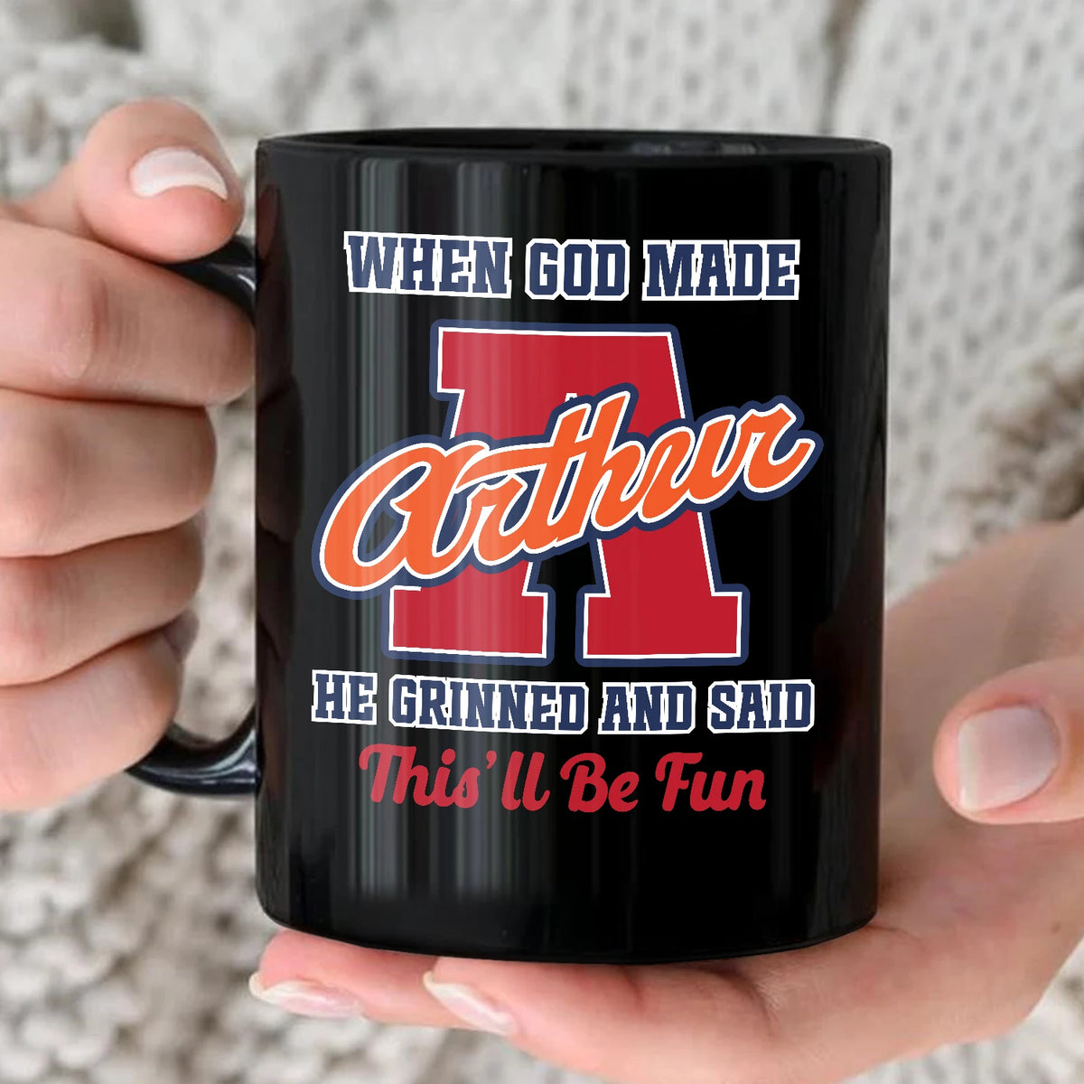When God Made Your Name Personalized Baseball Mug ARTHUR 13K1 MG07