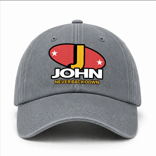 Never Back Down With Your Name And Initial Letter Washed Cap JOHN 13K1 C82PF