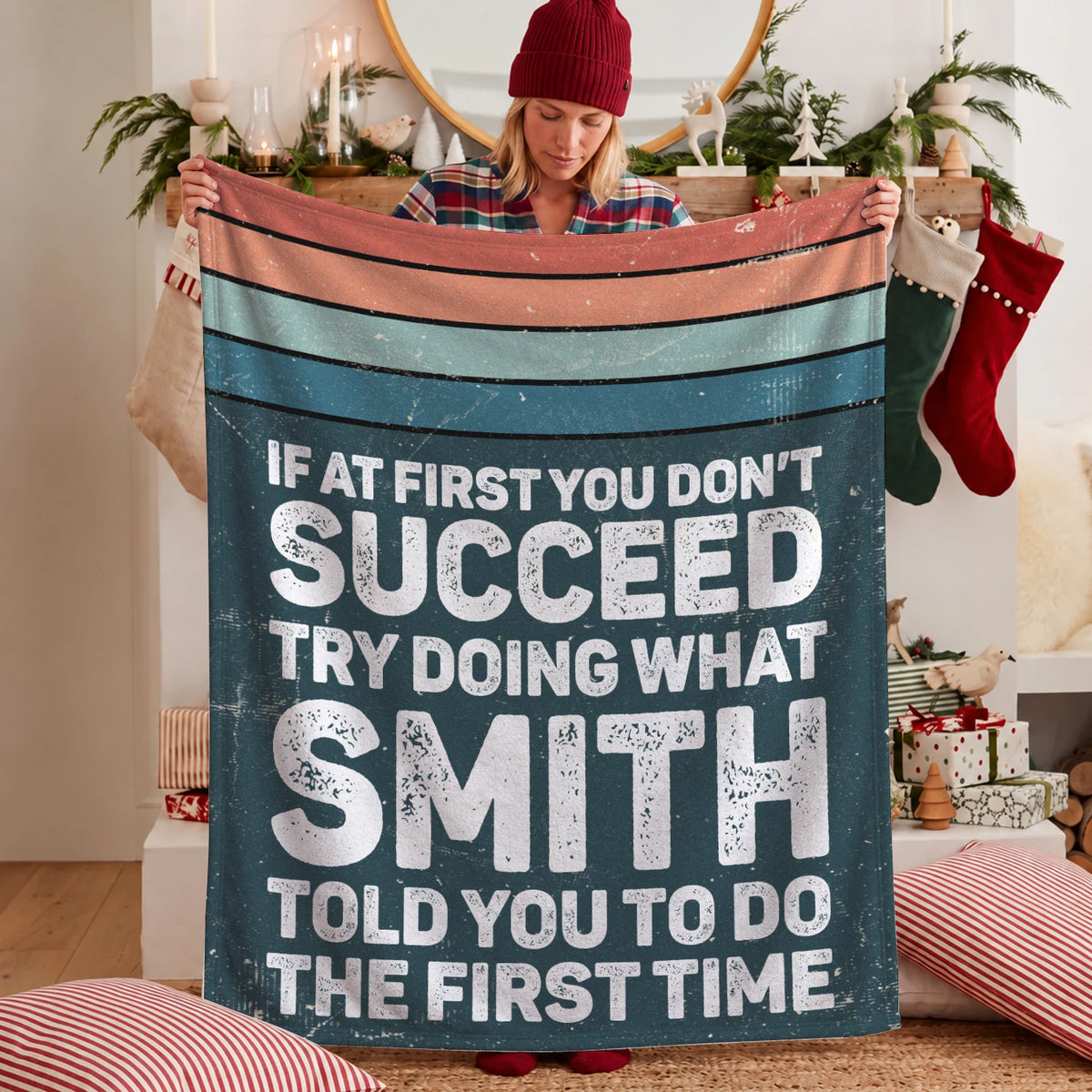 If At First You Don’t Succeed Retro Green Fleece Blanket SMITH 13K1 BK29