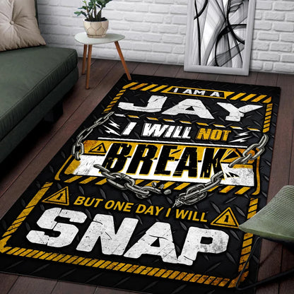 JAY Motivational Rug – Black & Yellow Quote Carpet for Living Room 13K1-AR1