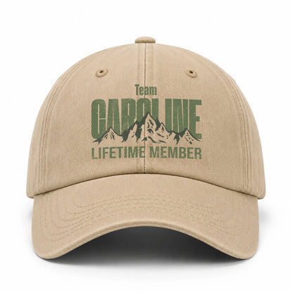 Team Your Name Lifetime Member Mountain Cap CAROLINE 13K1 C58PF